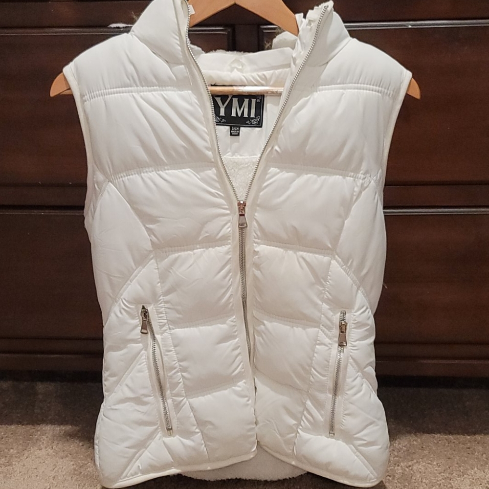 NWOT white hooded vest